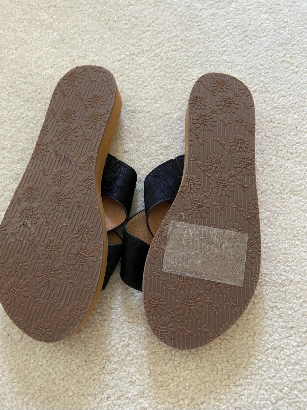Yellow Box Ansila Black Crisscross Slide Sandals size 8 new with real cow hair - Picture 2 of 6